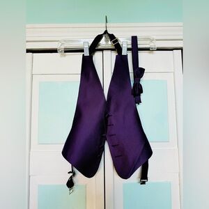 Kids Boys Herringbone Purple Plum Vest Wedding Fits sizes 3T 4T 5 6 Bow tie